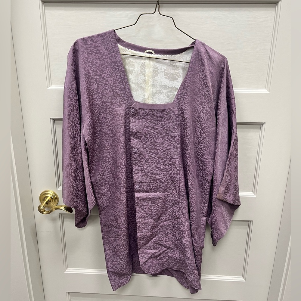 Purple Button Down Cross Blouse